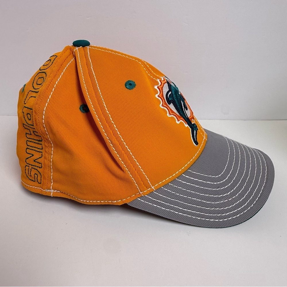 Vintage Miami Dolphins Reebok On Field Hat Cap Ball Cap M/L 1990s Orange Gray - Picture 2 of 7